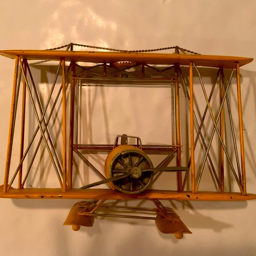 Vintage Model Biplane Metal Decor